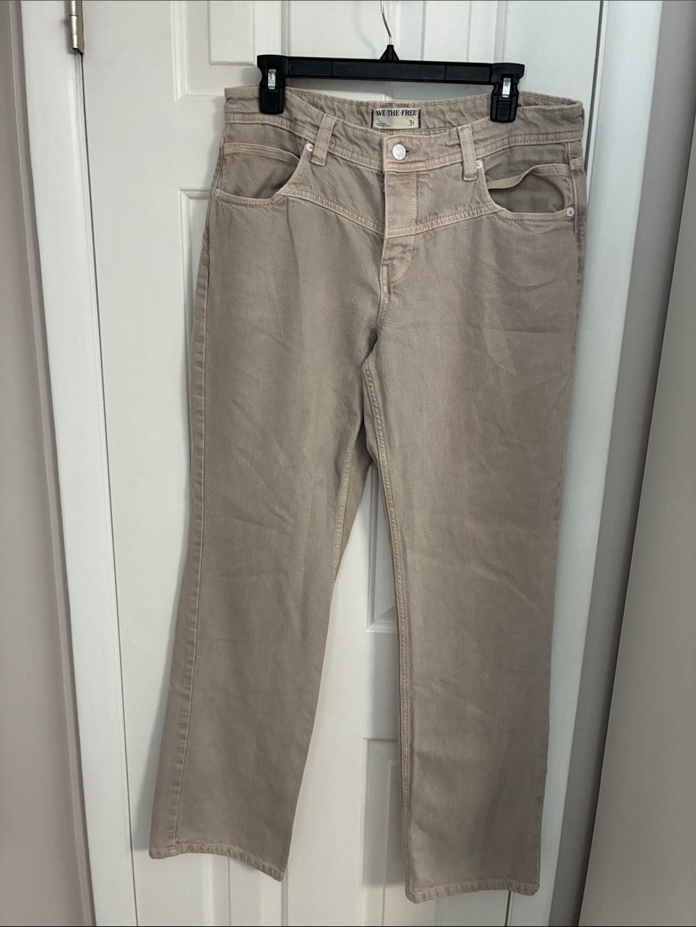 We the Free Light Beige Straight-Leg Jeans